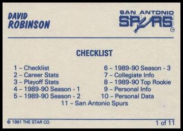 1991-92 Star David Robinson Blue